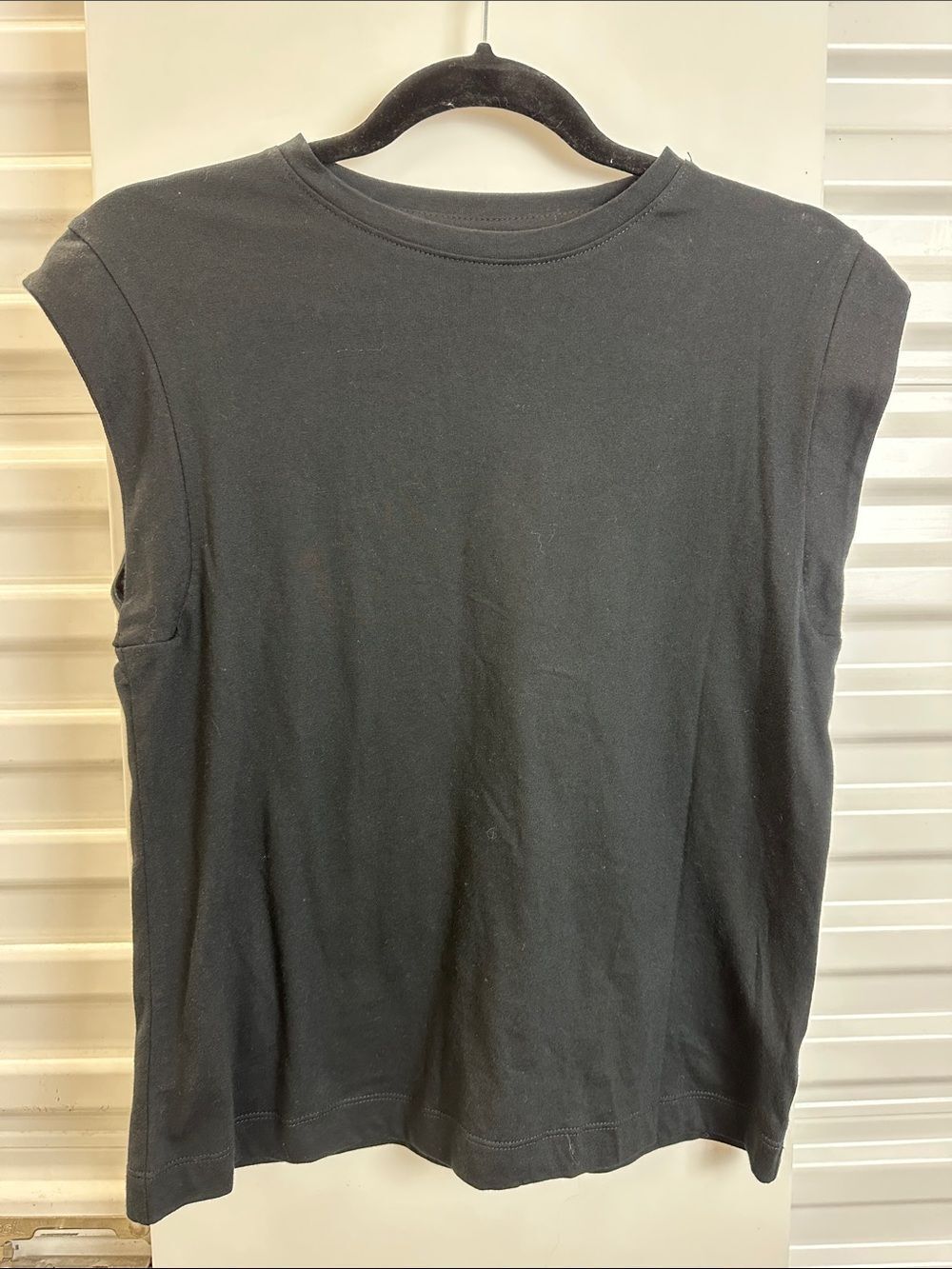Sleeveless Black Crewneck Tee